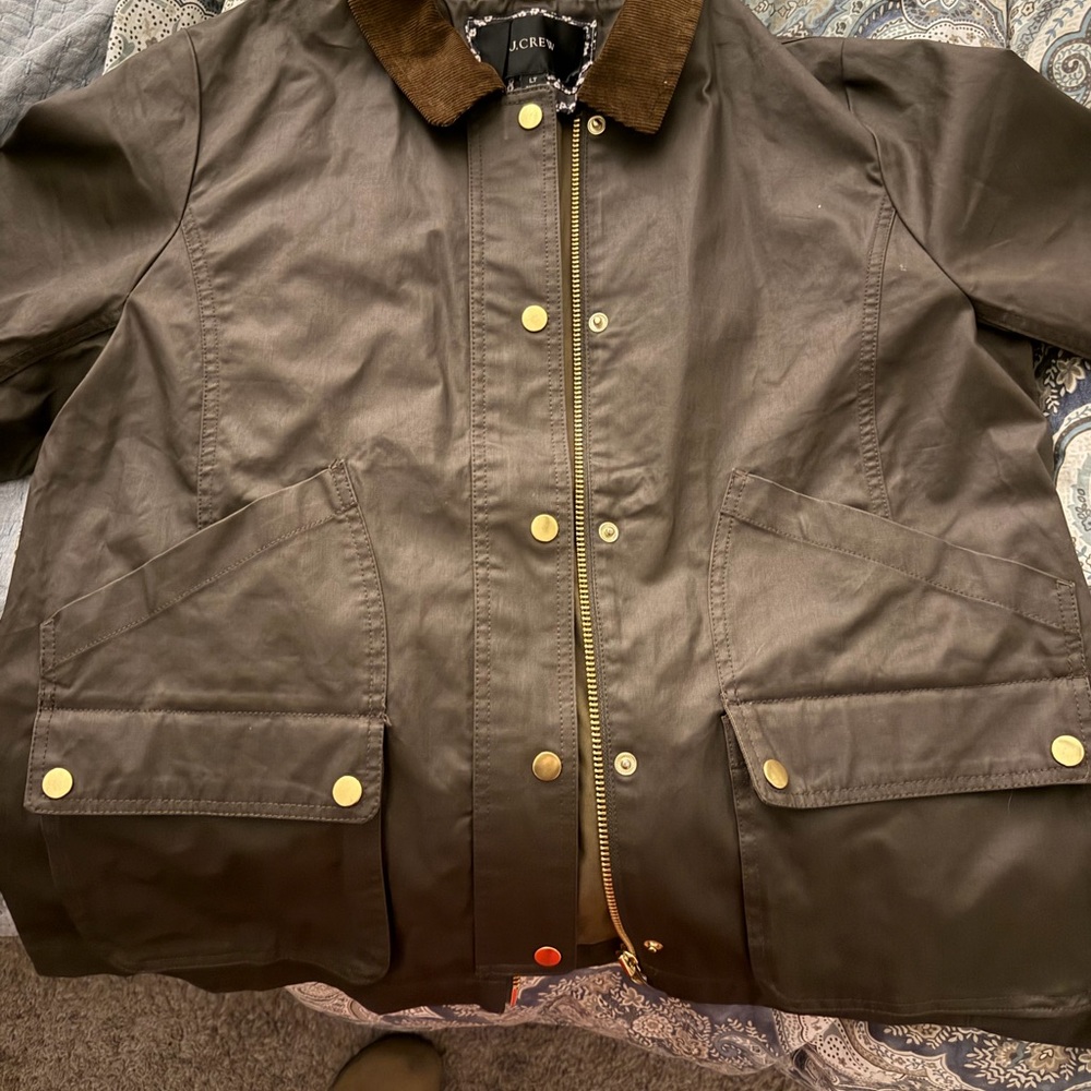 J. Crew Brown Barn Coat with Gold Buttons, Large Tall. Worn only a few times. - Picture 6 of 7